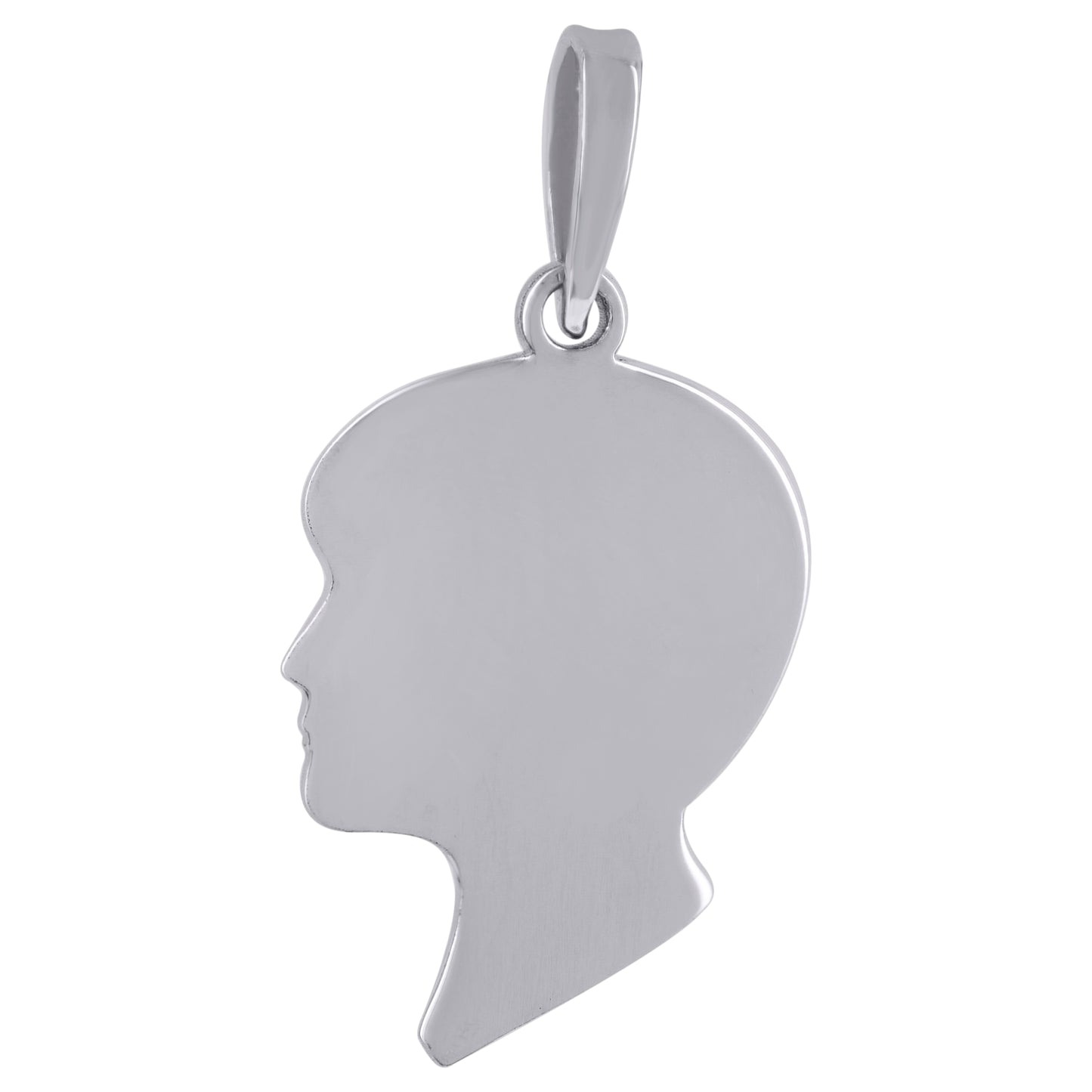Sterling Silver Mens Fashion Boy Head Disc Engraveable Charm Pendant