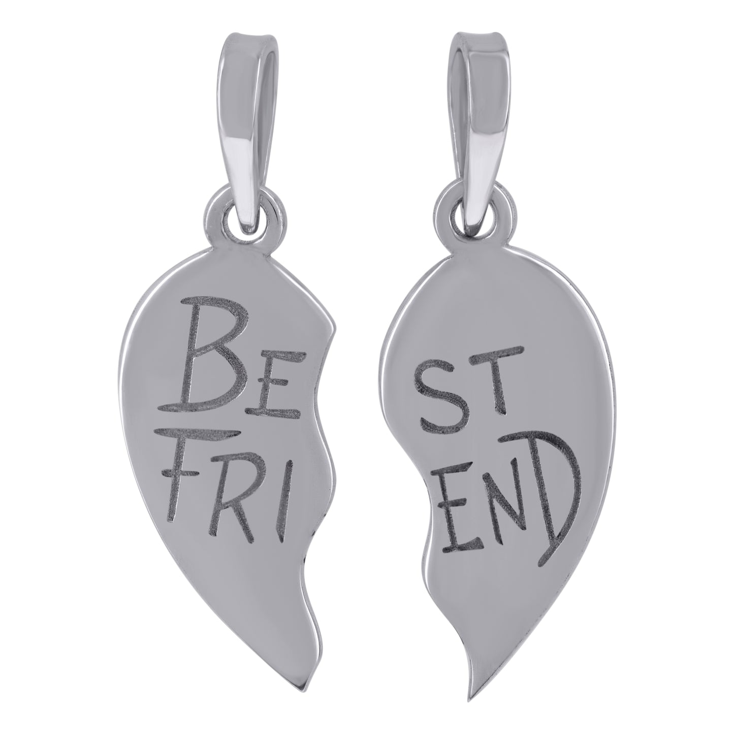 Sterling Silver Unisex Fashion Best Friend Break Apart Heart Talking Charm Pendant