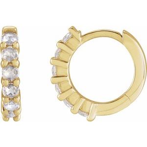 14K Yellow Gold Pair Round Shape 2Mm Vs1-Si1, Ghi 1/5 Ctw Natural Rose-Cut Diamond Hinged Hoop Earrings, Length: 12.21 Mm, Thickness: 2.32 Mm