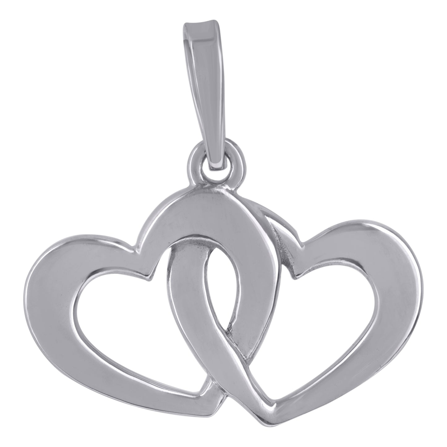 Sterling Silver Womens Intertwined Heart Charm Pendant