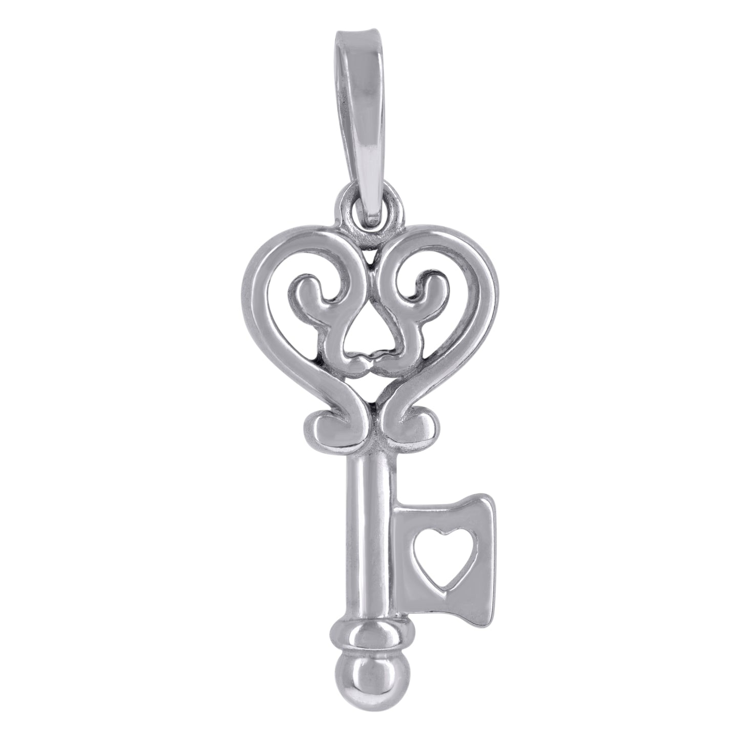 Sterling Silver Mens Royal Key Charm Pendant