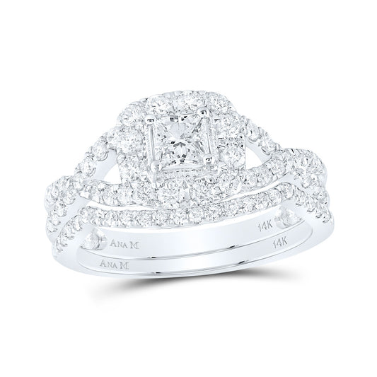 14K Yellow Or White Gold  Princess Diamond Twist Bridal Wedding Ring Band Set 1 Cttw, Womens Size: 5-10