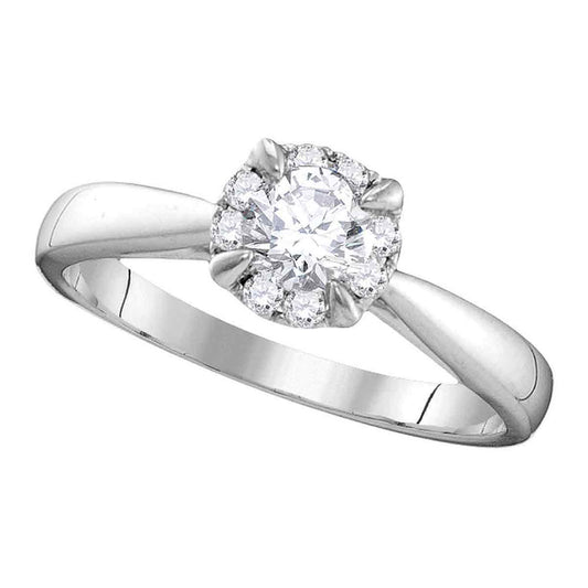 14K White Gold Round Diamond Solitaire Bridal Wedding Engagement Ring 1/2 Cttw, Womens Size: 5-10