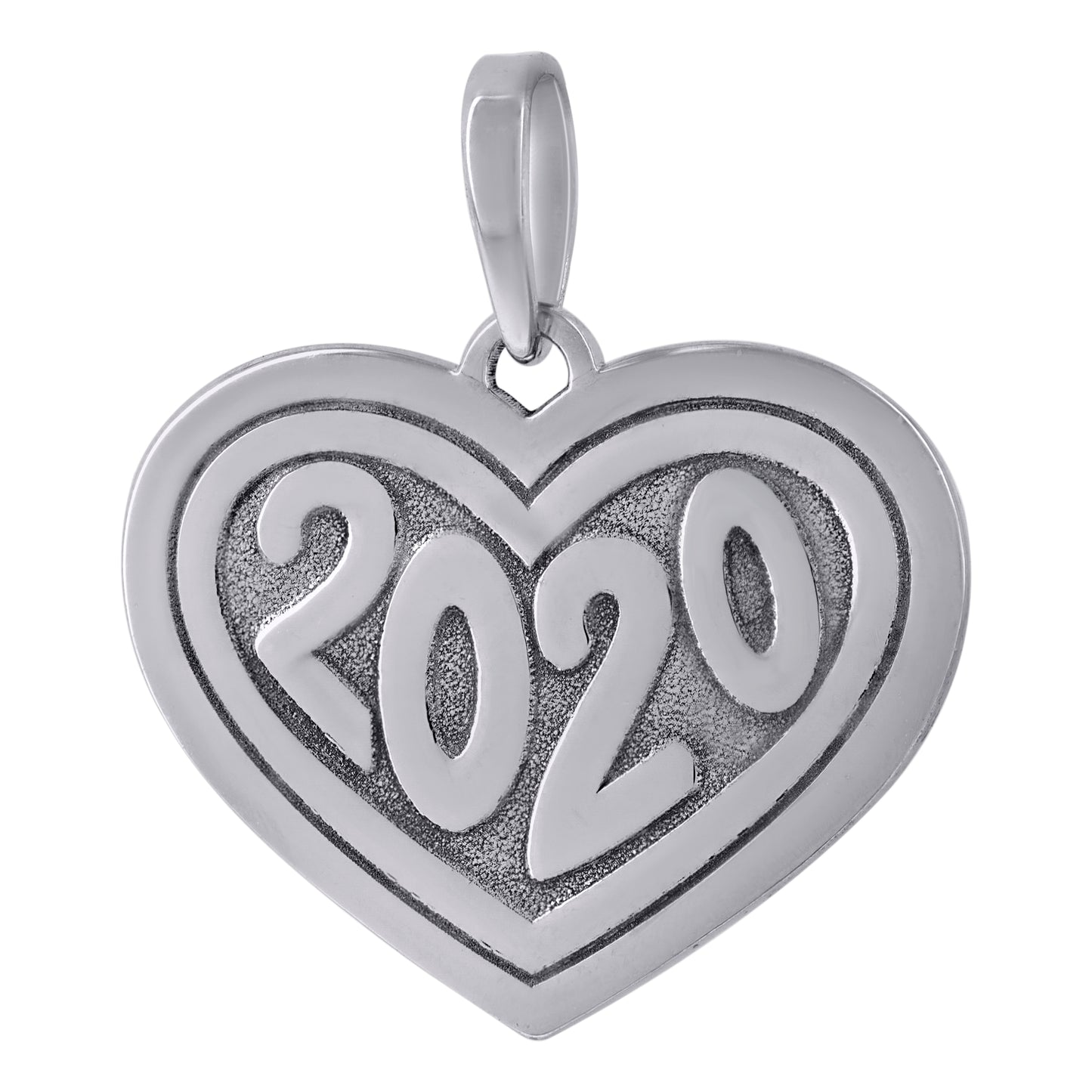 Sterling Silver Womens Year 2020 Heart Charm Pendant