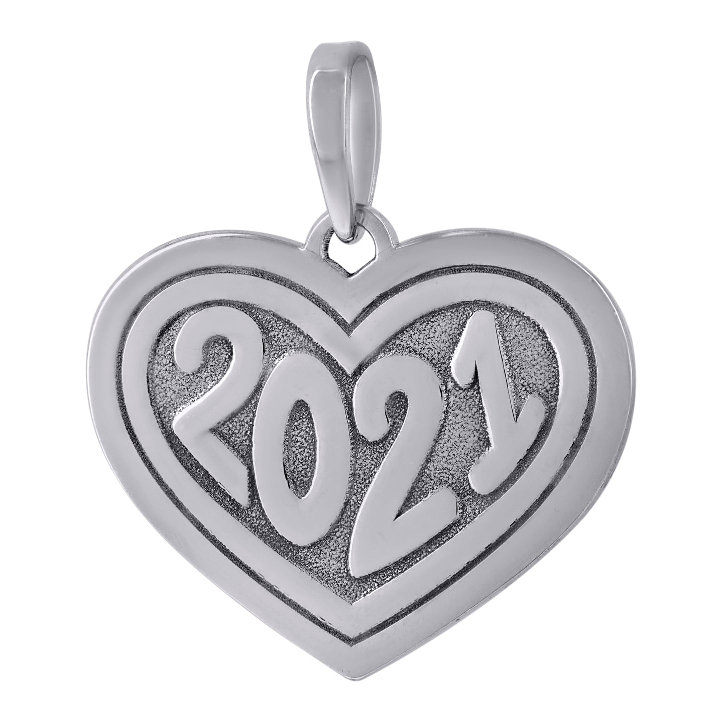 Sterling Silver Womens Year 2021 Heart Charm Pendant