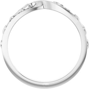 14K White Gold Polished Twisted Leaf Ring Size 7