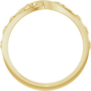 14K Yellow Gold Polished Twisted Leaf Ring Size 7