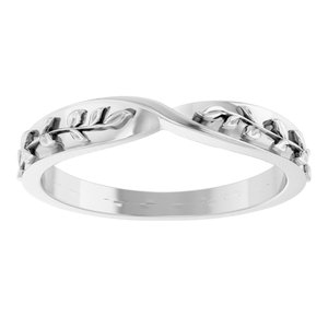 14K White Gold Polished Twisted Leaf Ring Size 7