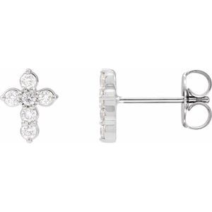 14K White Gold Round 1.5 Mm 1/6 Ctw Lab Grown Diamond Cross Earrings