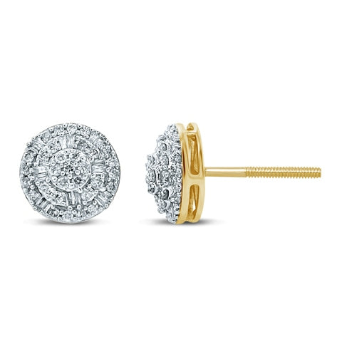10K Yellow Gold 0.74-0.80 Cttw Diamond Baguette Earring