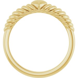 14K Yellow Gold Polished Rope Heart Dome Ring Size 7