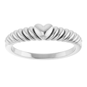 Sterling Silver Polished Rope Heart Dome Ring Size 7