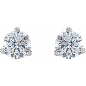 14K White Gold Round 4Mm Si1-Si2, Gh 1/2 Ctw Lab-Grown Diamond 3-Prong Earrings