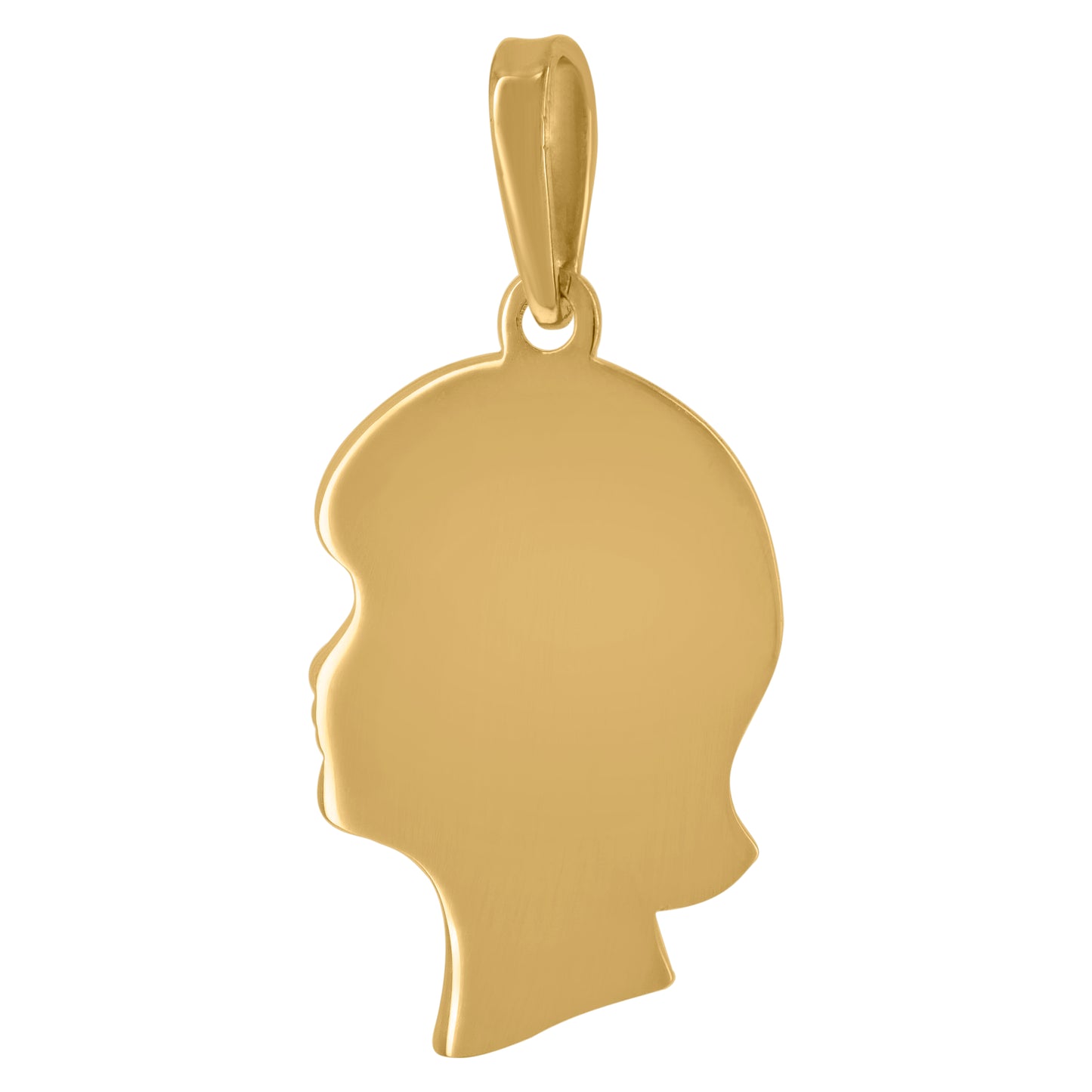 Sterling Silver Womens Fashion Girl Head Disc Engraveable Charm Pendant