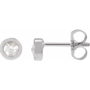 14K White Gold Round 3Mm Vs/Si1, Ghi 1/5 Ctw Rose-Cut Natural Diamond Youth Bezel-Set Earrings