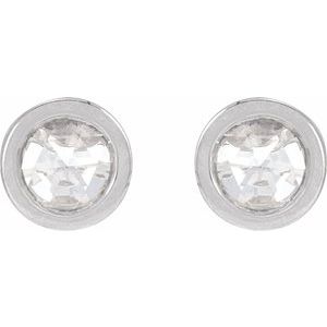 14K White Gold Round 3Mm Vs/Si1, Ghi 1/5 Ctw Rose-Cut Natural Diamond Youth Bezel-Set Earrings