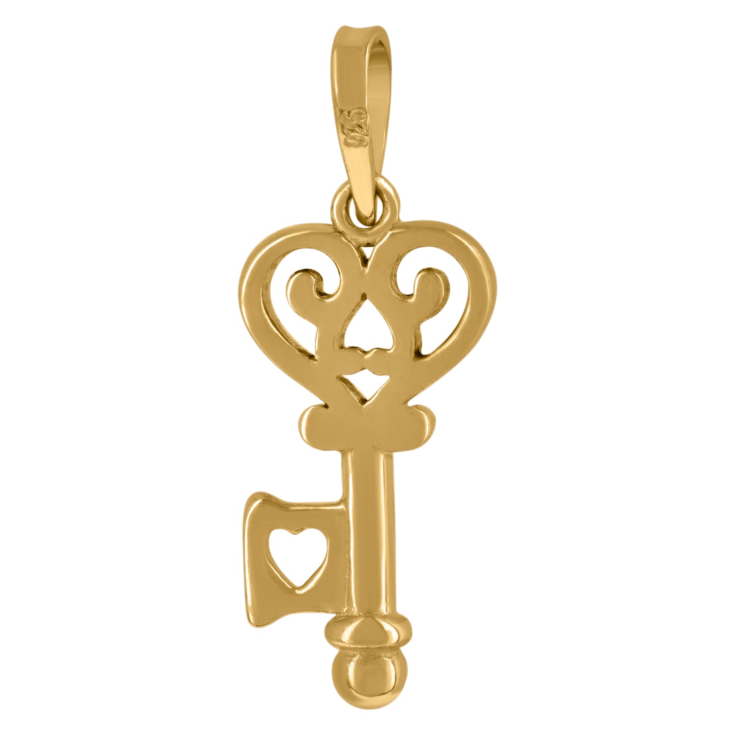 Sterling Silver Mens Royal Key Charm Pendant