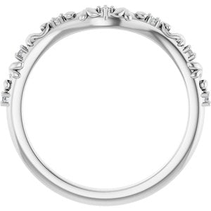 14K White Gold Natural Diamond Round 1.2 Mm Polished .05 Ctw Natural Diamond Vintage-Inspired Contour Band Size 7