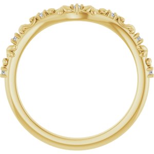 14K Yellow Gold Natural Diamond Round 1.2 Mm Polished .05 Ctw Natural Diamond Vintage-Inspired Contour Band Size 7