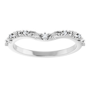 14K White Gold Natural Diamond Round 1.2 Mm Polished .05 Ctw Natural Diamond Vintage-Inspired Contour Band Size 7