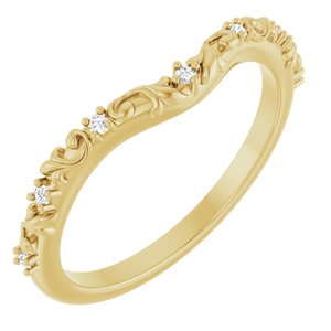 14K Yellow Gold Natural Diamond Round 1.2 Mm Polished .05 Ctw Natural Diamond Vintage-Inspired Contour Band Size 7