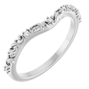 14K White Gold Natural Diamond Round 1.2 Mm Polished .05 Ctw Natural Diamond Vintage-Inspired Contour Band Size 7