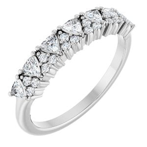 14K White Gold Trillion 2.5 X 2.5 X 2.5 Mm Polished 1/2 Ctw Natural Diamond Anniversary Band Size 7