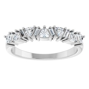 14K White Gold Trillion 2.5 X 2.5 X 2.5 Mm Polished 3/8 Ctw Natural Diamond Anniversary Band Size 7