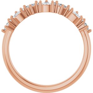 14K Rose Gold Trillion 2.5 X 2.5 X 2.5 Mm Polished 3/8 Ctw Natural Diamond Anniversary Band Size 7