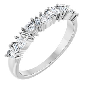 14K White Gold Trillion 2.5 X 2.5 X 2.5 Mm Polished 3/8 Ctw Natural Diamond Anniversary Band Size 7