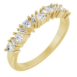 14K Yellow Gold Trillion 2.5 X 2.5 X 2.5 Mm Polished 3/8 Ctw Natural Diamond Anniversary Band Size 7