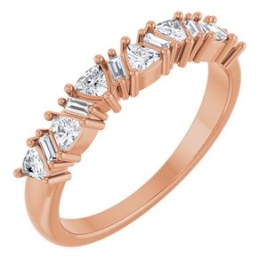 14K Rose Gold Trillion 2.5 X 2.5 X 2.5 Mm Polished 3/8 Ctw Natural Diamond Anniversary Band Size 7