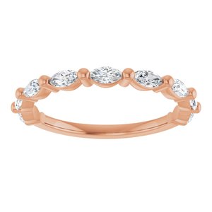 14K Rose Gold Marquise 4 X 2 Mm Polished 1/2 Ctw Natural Diamond Anniversary Band Size 7