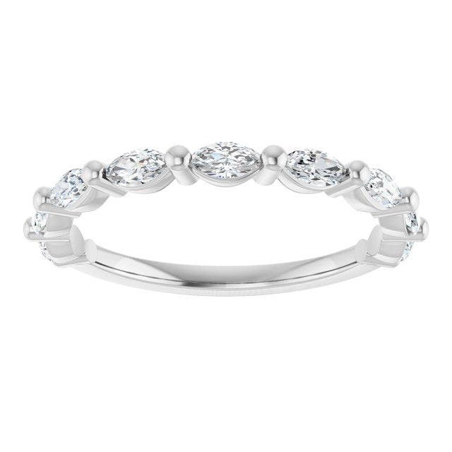 Platinum Marquise 4 X 2 Mm Polished 1/2 Ctw Lab-Grown Diamond Anniversary Band, Size 7