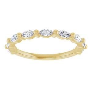 14K Yellow Gold Marquise 4 X 2 Mm Polished 1/2 Ctw Lab-Grown Diamond Anniversary Band Size 7
