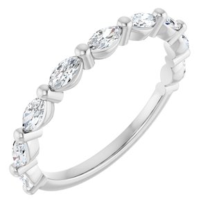 14K White Gold Marquise 4 X 2 Mm Polished 1/2 Ctw Lab-Grown Diamond Anniversary Band Size 7