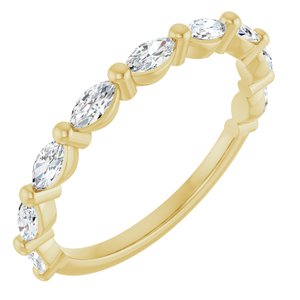 14K Yellow Gold Marquise 4 X 2 Mm Polished 1/2 Ctw Lab-Grown Diamond Anniversary Band Size 7