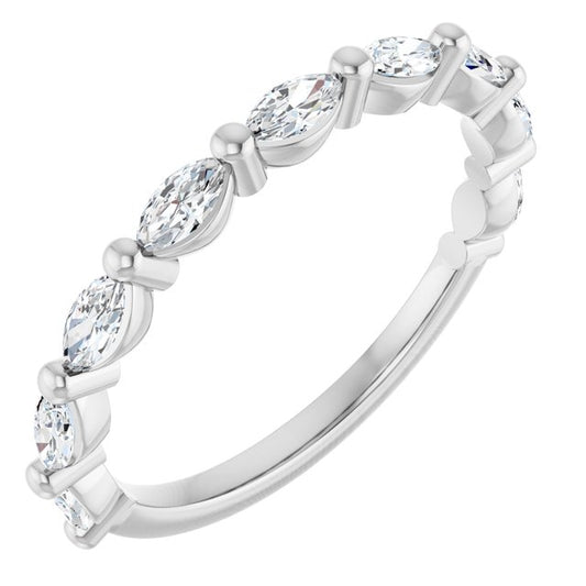 Platinum Marquise 4 X 2 Mm Polished 1/2 Ctw Lab-Grown Diamond Anniversary Band, Size 7