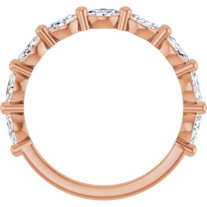 14K Rose Gold Marquise 4 X 2 Mm Polished 1/2 Ctw Natural Diamond Anniversary Band Size 7