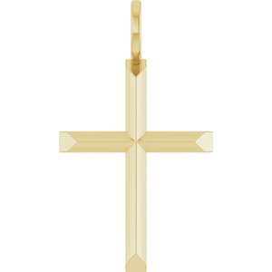 18K Yellow Gold-Plated Sterling Silver 23 X 13 Mm Polished Knife Edge Cross Pendant