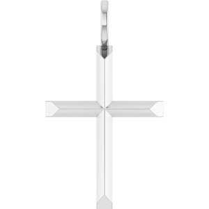 14K White Gold 23 X 13 Mm Polished Knife Edge Cross Pendant