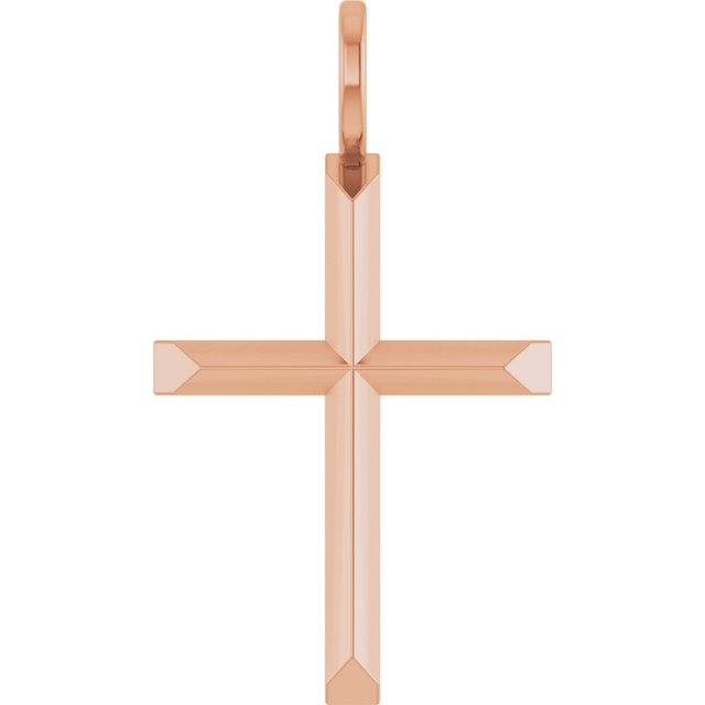 14K Rose Gold Or Platinum Polished Knife Edge Cross Pendant