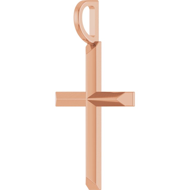 14K Rose Gold Or Platinum Polished Knife Edge Cross Pendant