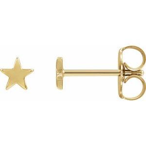 14K Yellow Gold 4 Mm Pair Friction Backs .37 In Polished Star Earrings