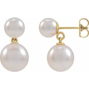 14K Yellow Gold Pearl 6-6.5 Mm Pearl Drop Earrings