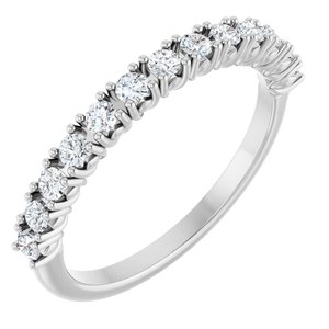 14K White Gold Natural Diamond Round 2 Mm Polished 1/3 Ctw Natural Diamond Anniversary Band Size 7