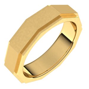 10K Yellow Gold 6 Mm Polished Geometric Stepped Edge Band Size 10