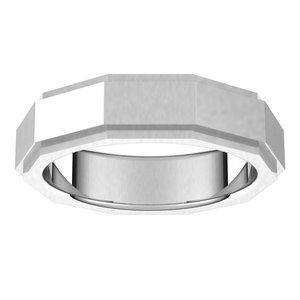 Continuum Sterling Silver 6 mm Geometric Stepped Edge Band Size 15.5