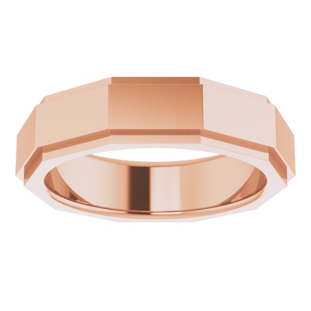 14K Or 10K Yellow Or Rose Gold 6 Mm Polished Geometric Stepped Edge Half Round Band