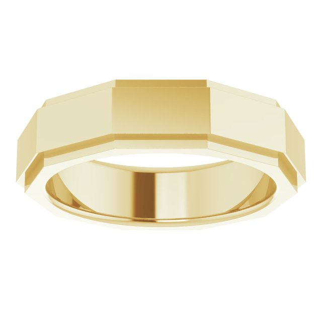 14K Or 10K Yellow Or Rose Gold 6 Mm Polished Geometric Stepped Edge Half Round Band